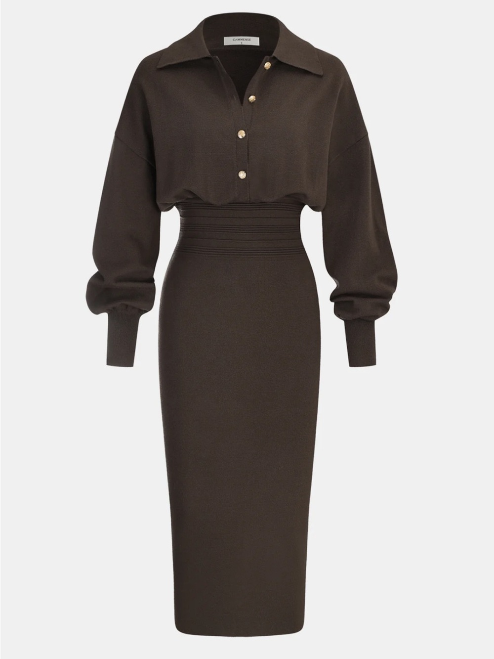Commense Cinched Waist Knit Shirt Dress NWT Size Large